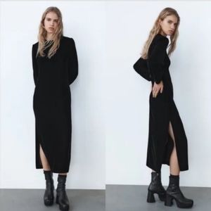 ZARA Draped Velvet Dress Sz M